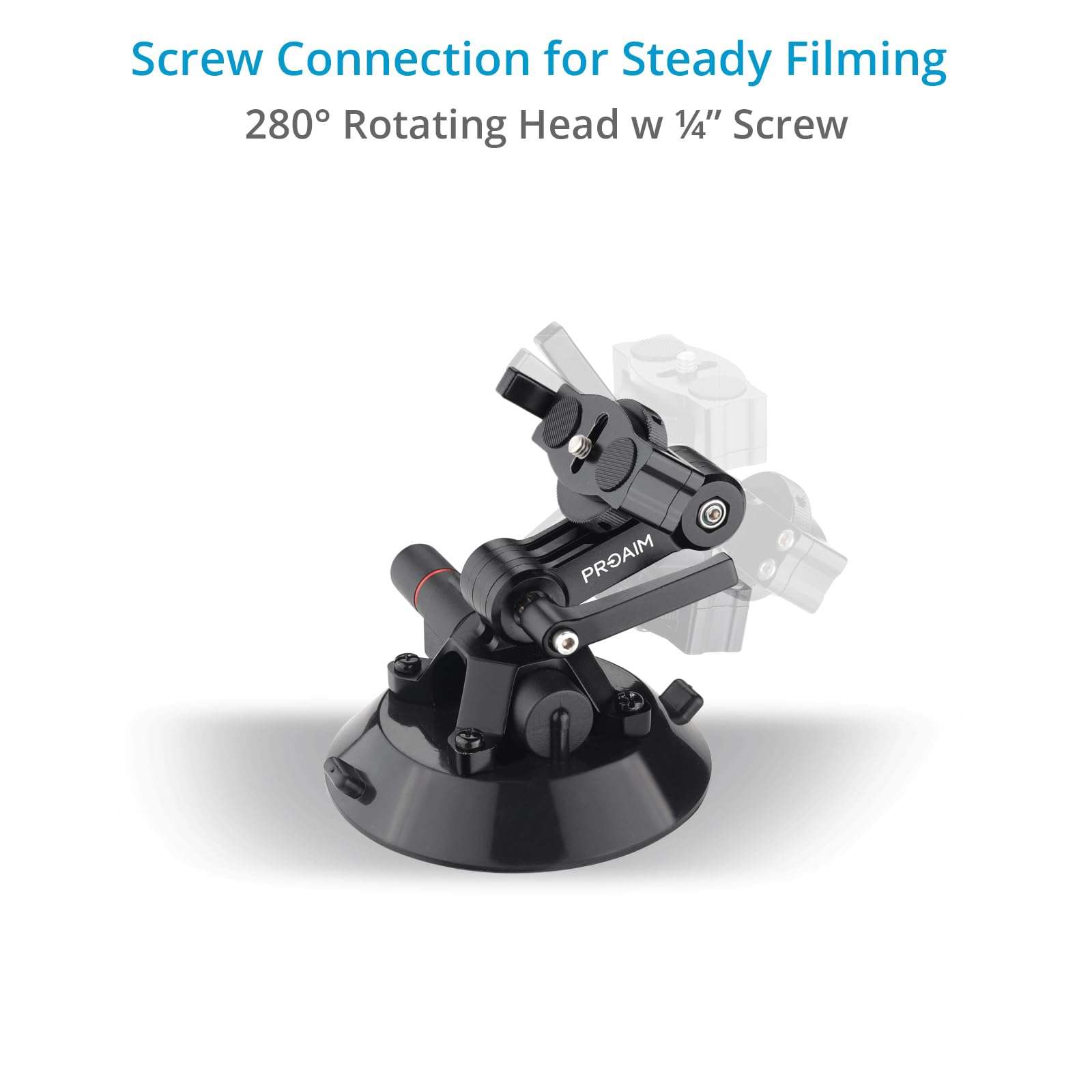 PROAIM 4” Suction Cup with Tilting Bracket for Camera & Accessories. 280° Head & 210° Bracket Rotation. Payload 10kg/22lb (P-SCB-01) 5
