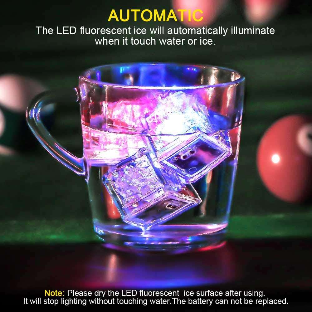 Polychrome flash ice 12 Pack Multi-Color Light-up LED Water Activated Ice Cubes for Drinks | Waterproof and Safe Plastic 3