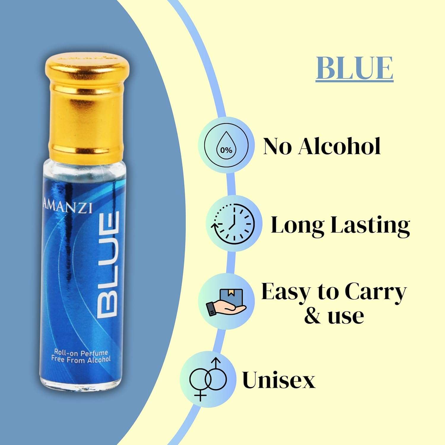 AMANZI - Blue - Attar - Long lasting Roll on Fragrance Oil Alcohol free – For Men and Women 5