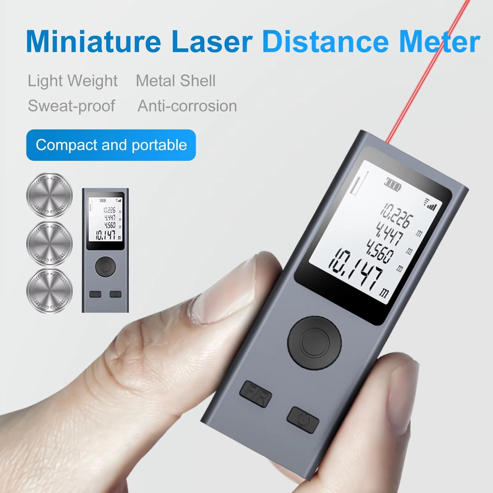 Rangefinder Laser Distance Measuring Device | 98ft Range | Digital Range Finder USB Rechargeable | ±0.078mm Accuracy, HD Backlit Portable Laser Tape | Handheld Smart Measure Device m/in/ft (30M/98ft) 3
