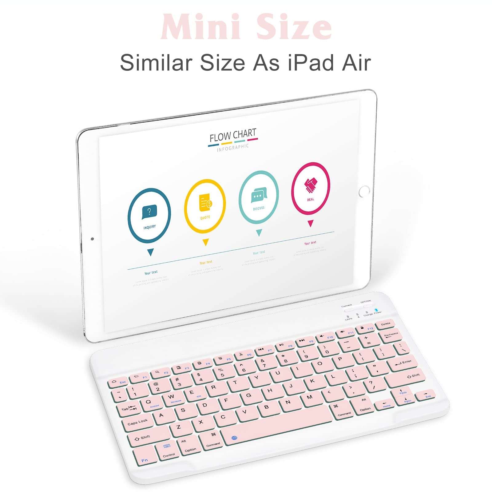 Rechargeable Bluetooth Keyboard and Mouse Combo Ultra Slim Full-Size Keyboard and Ergonomic Mouse for Ulefone Note 10 and All Bluetooth Enabled Mac/Tablet/iPad/PC/Laptop - Flamingo Pink 5