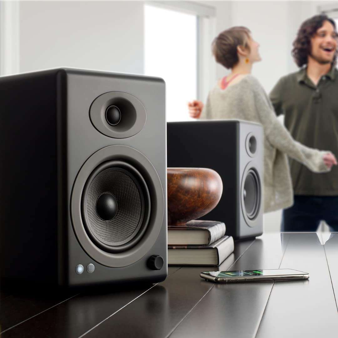 Audioengine A5 Black 150W Powered Bluetooth Bookshelf Speakers and 250W S8 Black Subwoofer 6