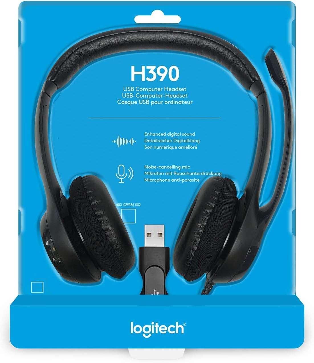 Logitech H390 Wired Headset With Mic for PC/Laptop, Stereo Headphones With Noise Cancelling Microphone, USB, in-Line Controls, Works With Chromebook, 2 Pack (Black) 2