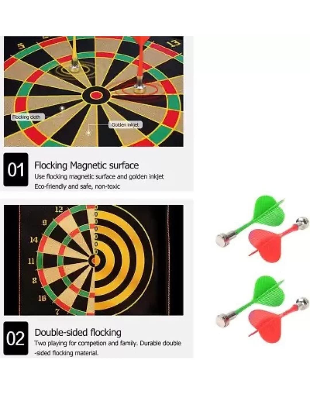 Right search 15 inch Dart High Magnetic Double Side Foldable and Portable Aiming Dart Board Game with 4 Non Pointed Dart Set Indoor and Outdoor Game Toy for Kids Multi Color 4