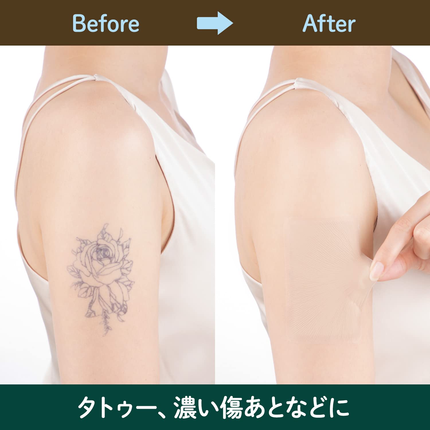 [CLASSE] Tattoo Cover up patch, Concealer-Sticker, made in Japan, ultra-thin 0.015mm, Invisible, Matte, sweat and water-proof, cover up Tattoo, Scar, Blemish,(B30 Light, M 6pcs) 4