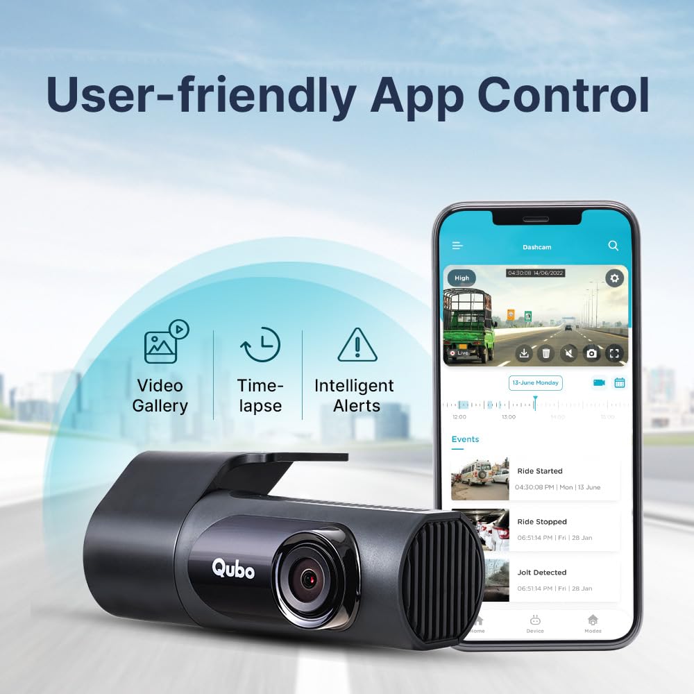 Qubo Car Dash Camera Pro X 3MP 1296p from Hero Group | Made in India | Super Capacitor| Wide Angle View | Emergency Recording | SD Card Upto 1TB Supported | Easy DIY Set Up | (Space Grey) 5