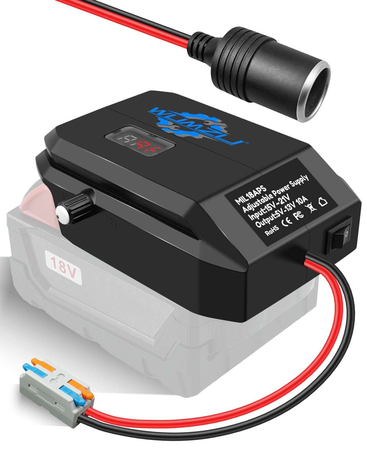 Step Down Converter Power Wheel Battery Adapter Fit for Milwaukee 18V to 12V, DC 12V Buck Converter Regulator for Automotive Tools Charging Travel Outdoor Adventures 1