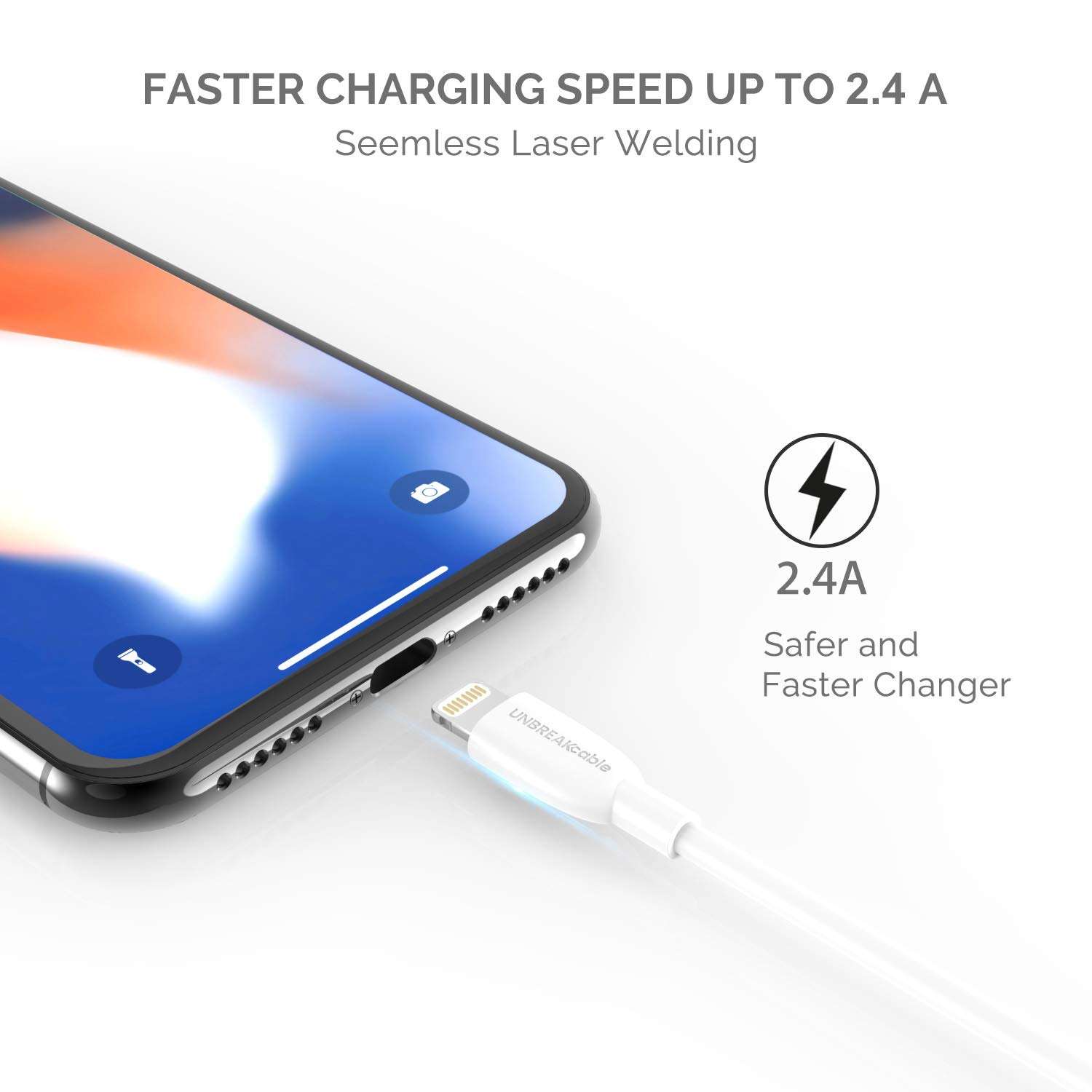 UNBREAKcable 3.3ft/1M iPhone Charger Cable - [Apple MFi Certified] Short Lightning Cable Fast USB Charging Cord for iPhone 14 13 12 11 Pro Max Mini XS XR X SE 8 7 6 Plus 6s 5 iPad iPod AirPods - White 2