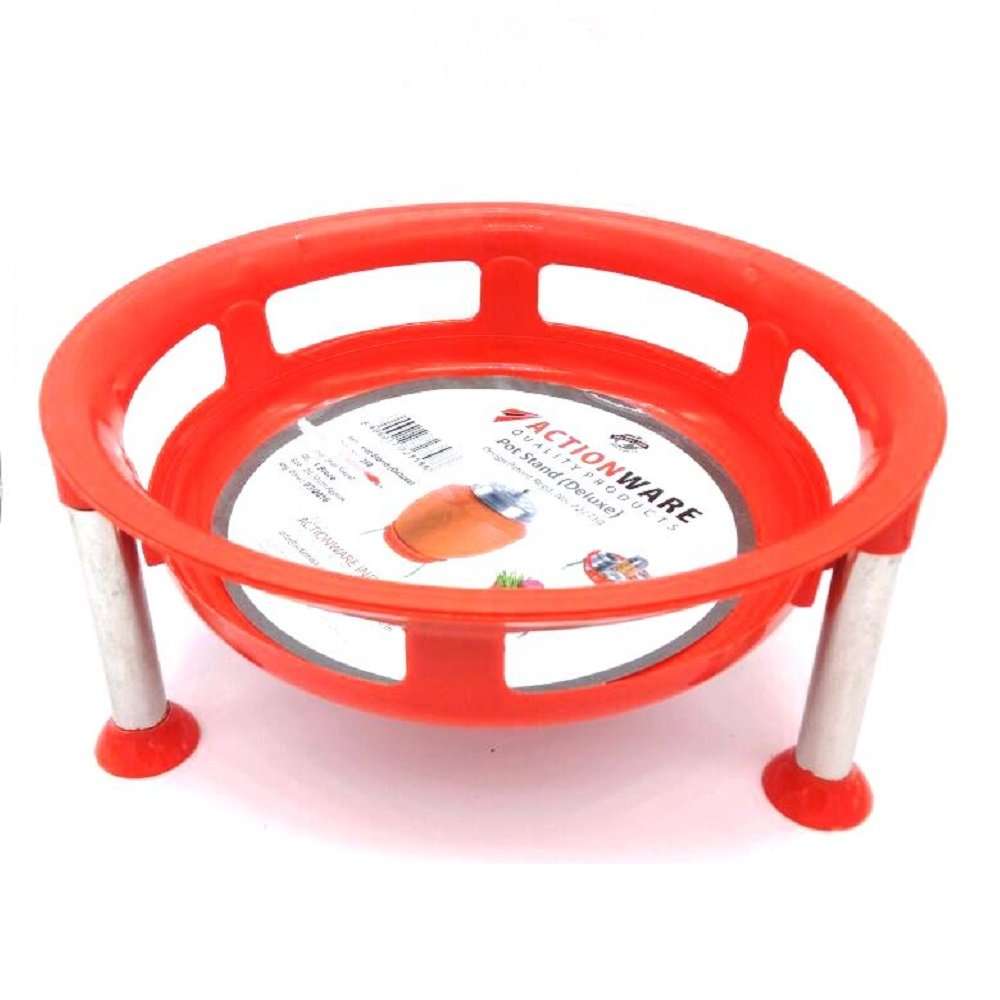 MagnusDeal Multipurpose Pot Stand Deluxe (22.50 cm), Bright, Colourful, Strong and Sturdy Pot Stand.(Colors May Vary) Color: Red 4