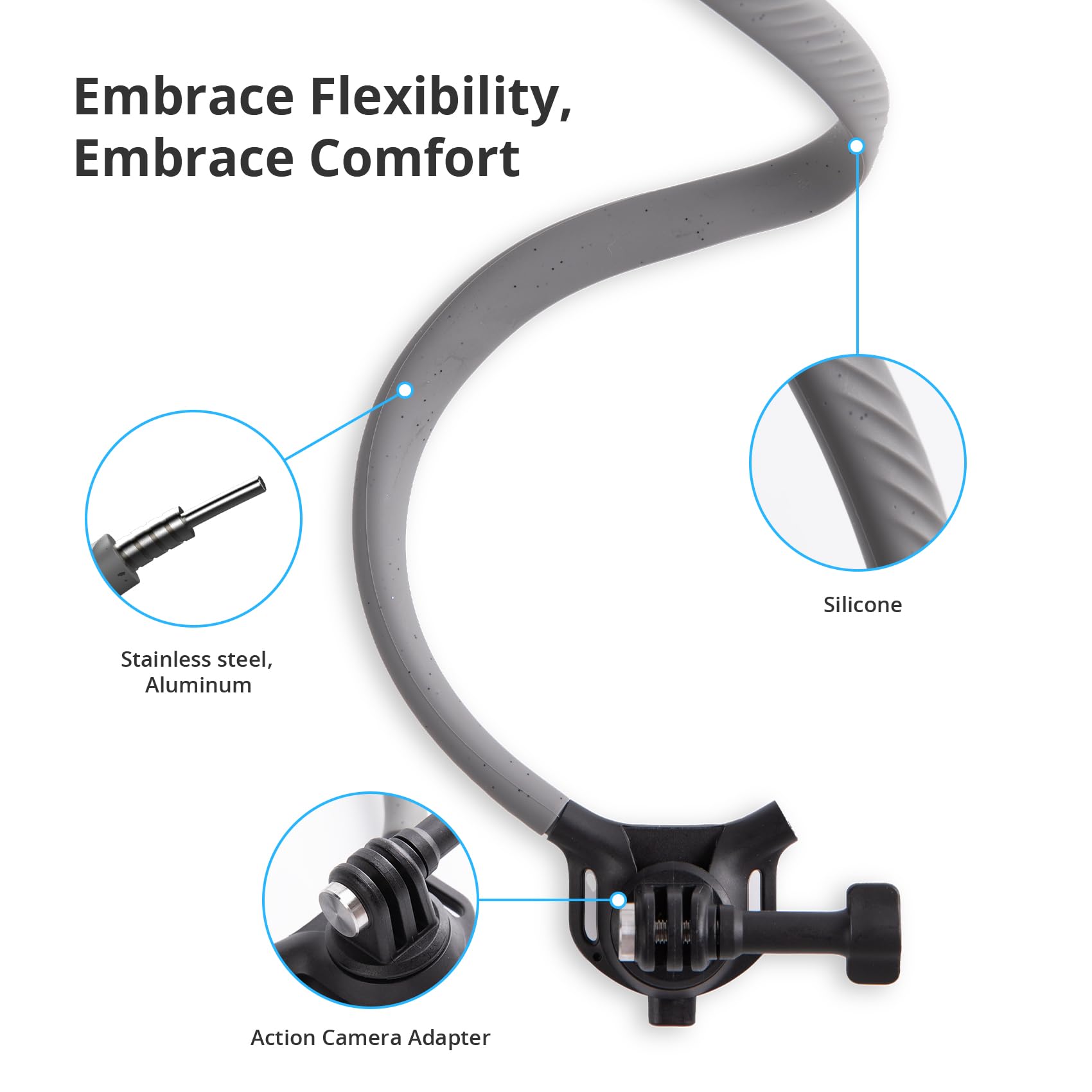 PGYTECH CapLock POV Neck Mount for DJI OSMO Action 5 Pro/4/3, for Gopro Hero 13/12/11/10, for OSMO Pocket, Hand Free Video Vlog Necklace Lanyard Body Chest Strap Attachment for Insta360 Action Camera 3