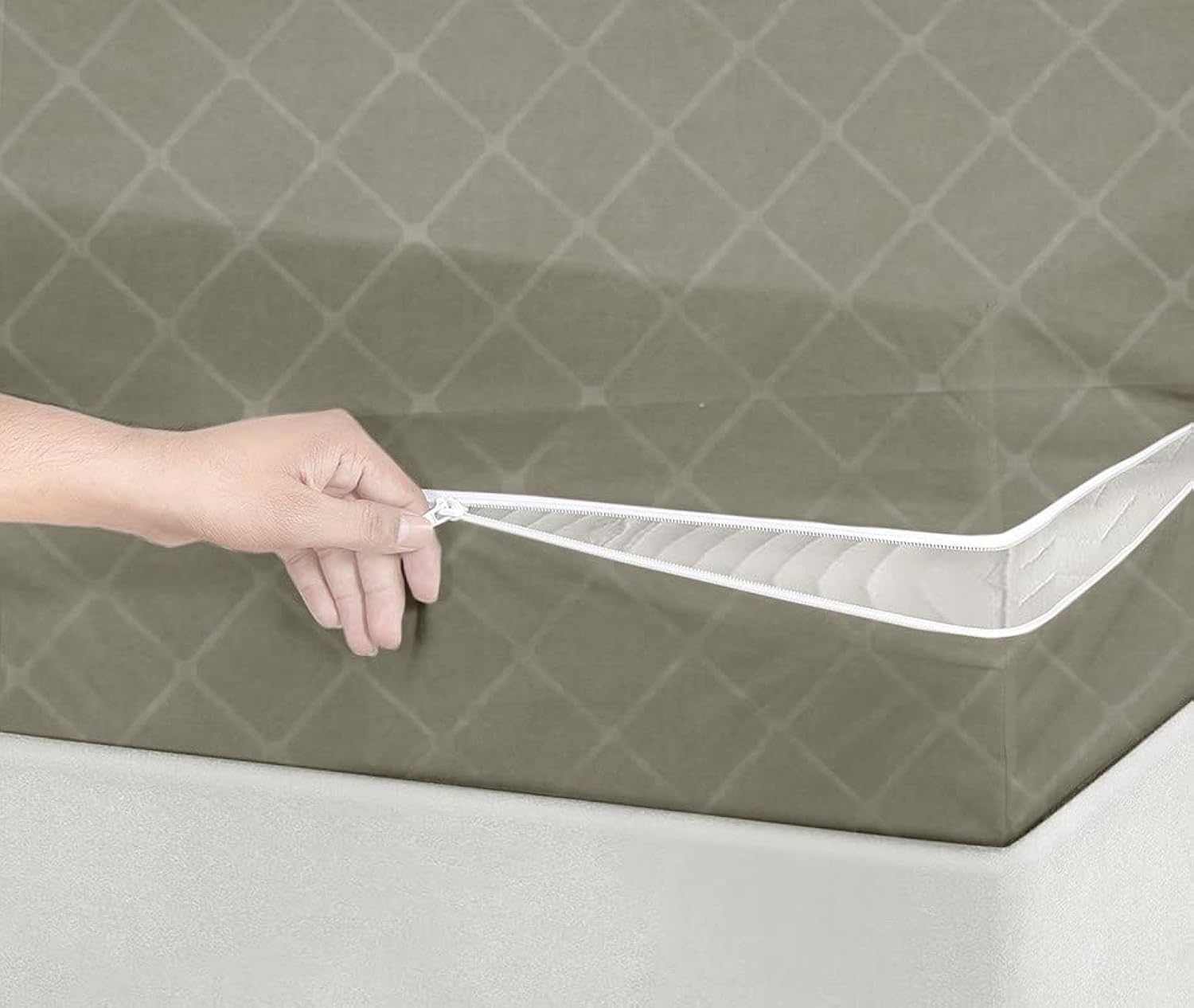 BSB HOME® Premium Cotton Mattress Cover/Protector with Zipper Chain|Provides All Around Protection with 360° Encasing |Diwan Size Bed - 72x48+6 inches (6 x 4 ft Mattress) - Pack of 1 - Grey 1