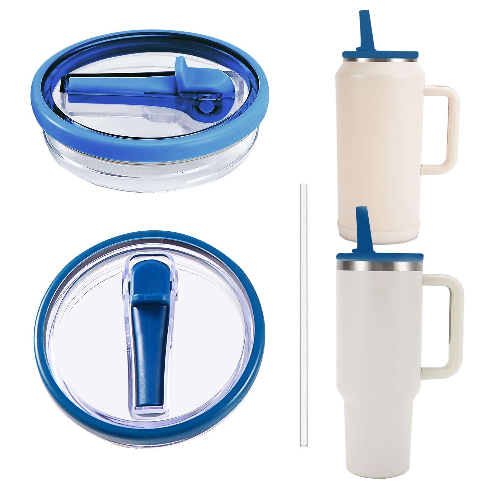 Stanley Replacement Leak Proof Tumbler Lid With Straw - Fit For 64oz Adventure Quencher and Quencher 2.0 (Denim, 40oz) 1