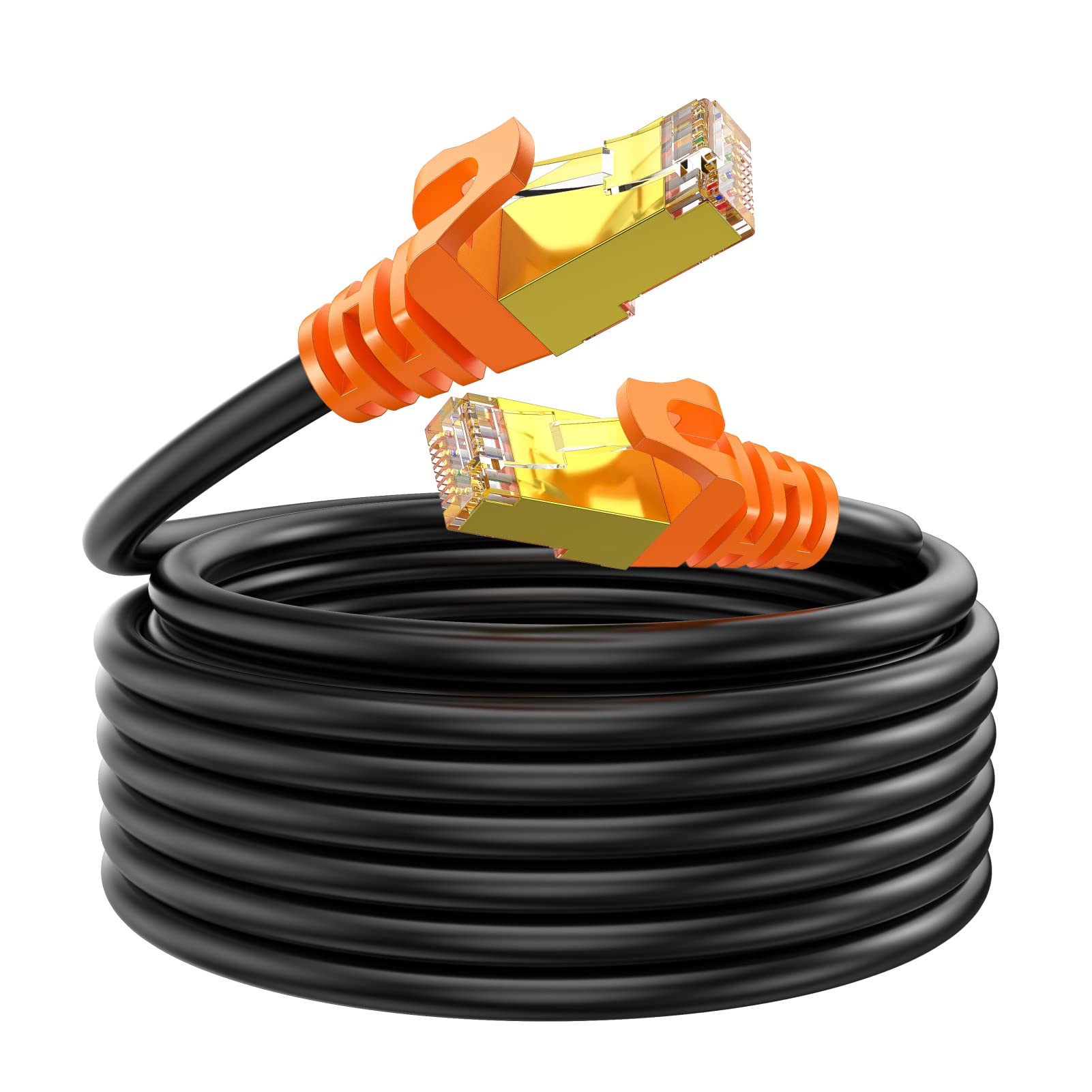 NC XQIN 50 ft Cat 7 Ethernet Cable, Outdoor and Indoor LAN Cord for Direct Burial, 10Gbps High Speed Network Wire Compatible with Router, Gaming Console, PoE Camera 1