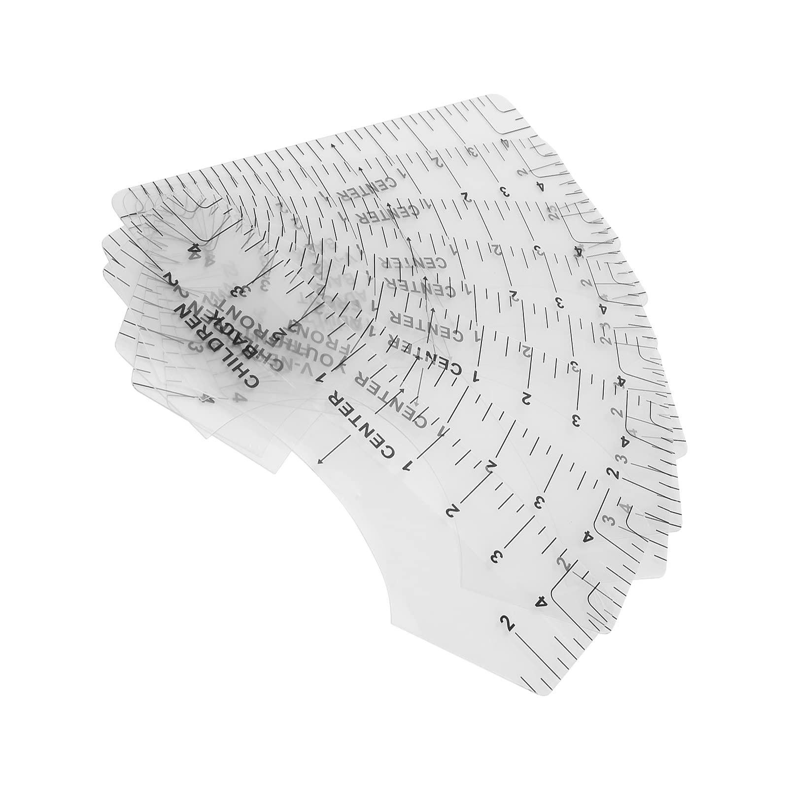 Round Neck T Ruler Alignment Front and Back Measurement Sewing Tool8Pcs Tshirt Rulers for Children Youth Adult(Transparent) Other Sewing Embroidery Supplies 6