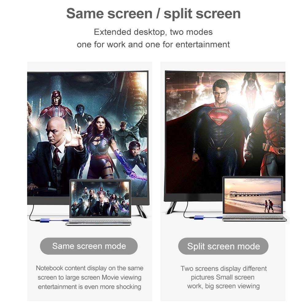 RuhZa® USB 3.0 to HDMI Adapter, 1080P Multi-Display Video Converter for Laptop PC Desktop to Monitor, Projector, TV. (Not Support Chromebook & MackBook.) 6