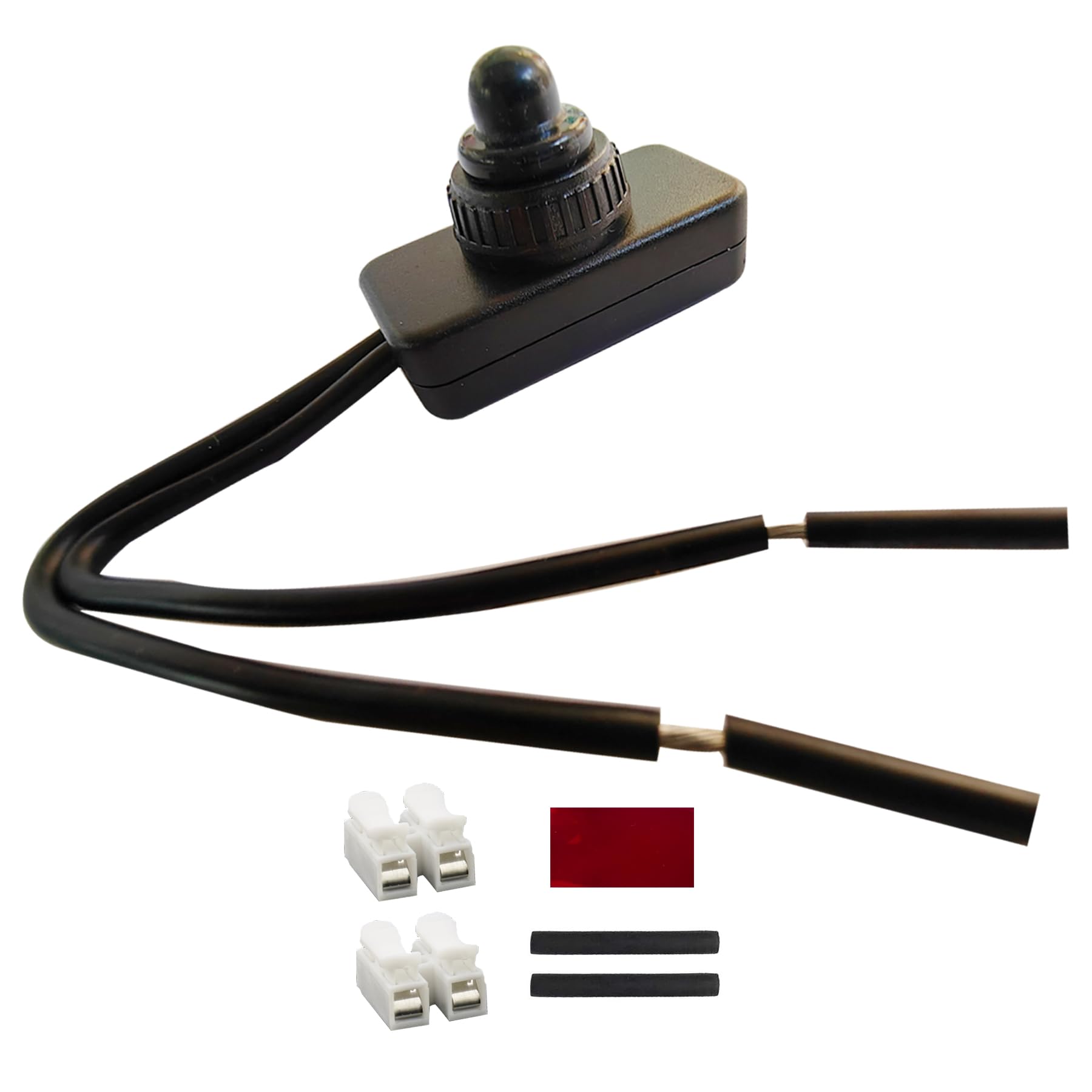 CARSANBO 12V 24V Small Momentary Switch Cover Mini Surface Mount Momentary Push Button Switch 3.9 Inch Pre-Wired Double-Sided Tape Paste Installation Normally Open Pushbutton Switch.