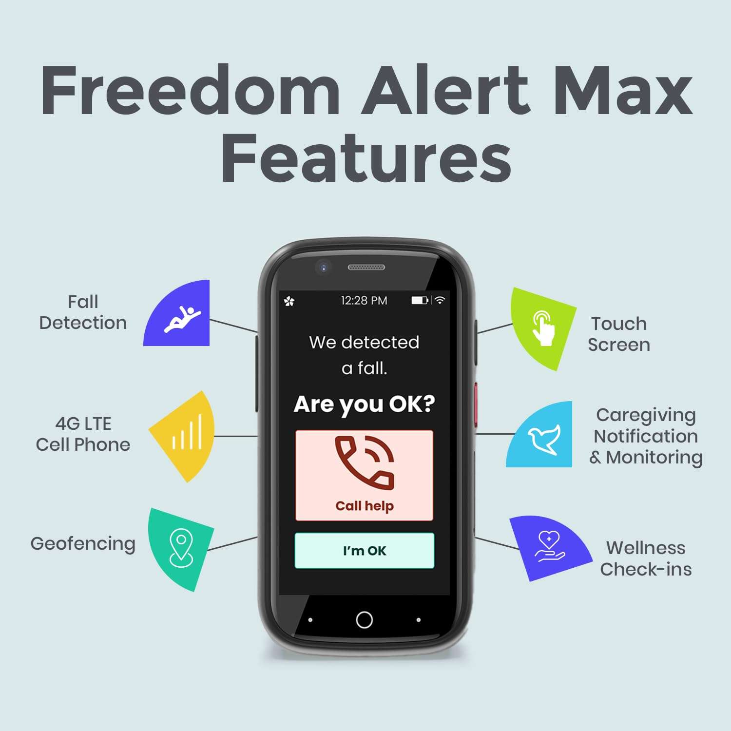 LogicMark Freedom Alert Max: Cellphone with Medical Alert System for Seniors and Elderly. Featuring GPS Services, Fall Detection, Geofencing, U.S. Based Monitoring, Subscription Based 3