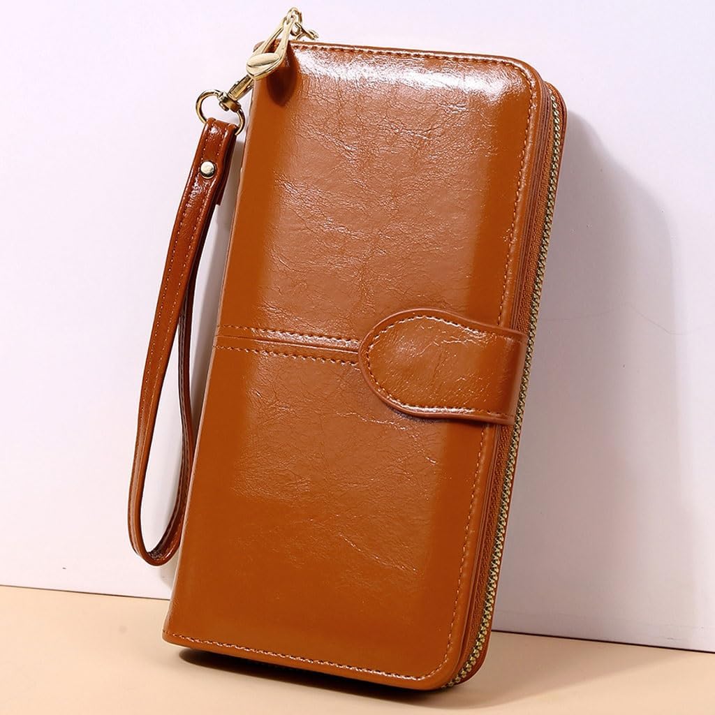 AFPSDLFJDLS Long Wallet PU Leather Retro Handbag Large Capacity Handbag Portable and Multi functional(E) 4