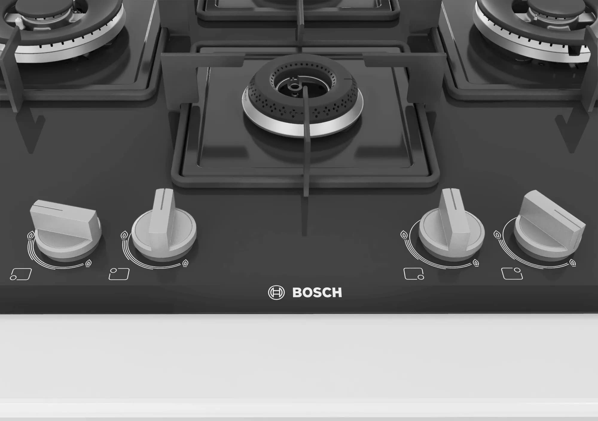 Bosch Built in Gas Hob Black Tempered glass Glass 4 Burner Auto Ignition 75 cm Italian Double Ring Burners (PNI7B6B10I) 4