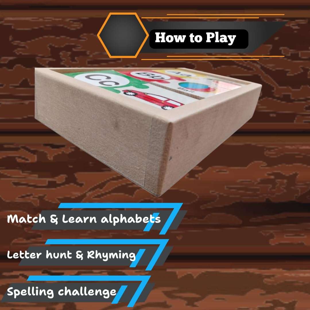 Toyjos Alphabet Matching Wooden Colorful for Kids – Fun Learning Toy for Toddlers & Preschoolers | Early Education for Kids and Toddler Baby | Learning Puzzle | Educational Puzzle 6