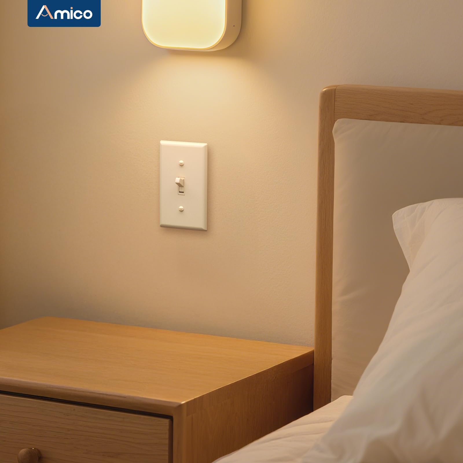 Amico 1 Pack Toggle Single Pole Light Switch Bundle with Wall Plate, UL Listed, 15A 120/277V, On/Off Toggle Interrupter Wall Switch Replacement, Residential Grade, for Home and Business, White 6