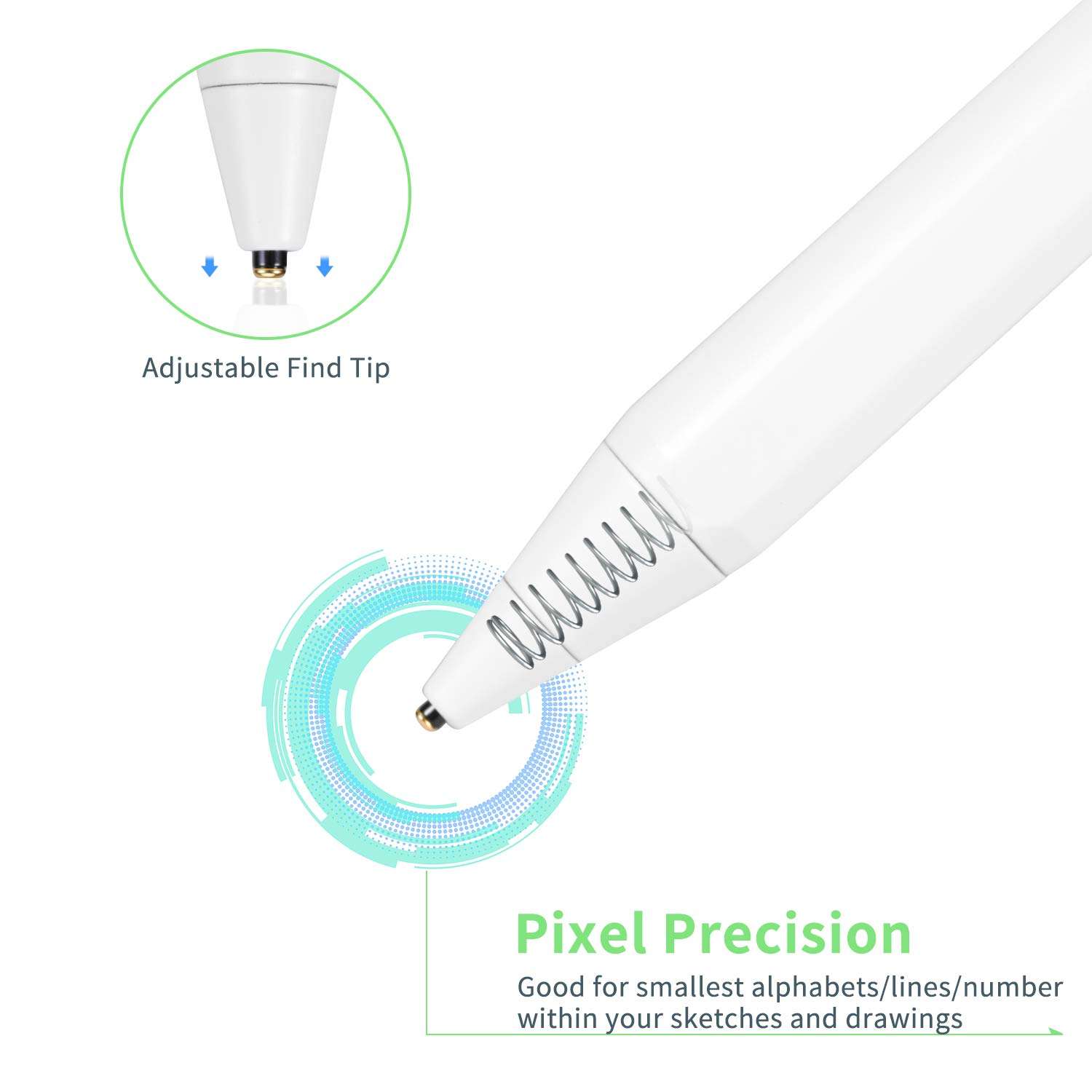 Electronic Stylus for iPad Pro 10.5" Pencil,Active Capacitive Pencil Compatible with Apple iPad Pro 10.5-inch Stylus Pens,Good on Drawing and Writing Type-C Rechargeable Pen, White 3