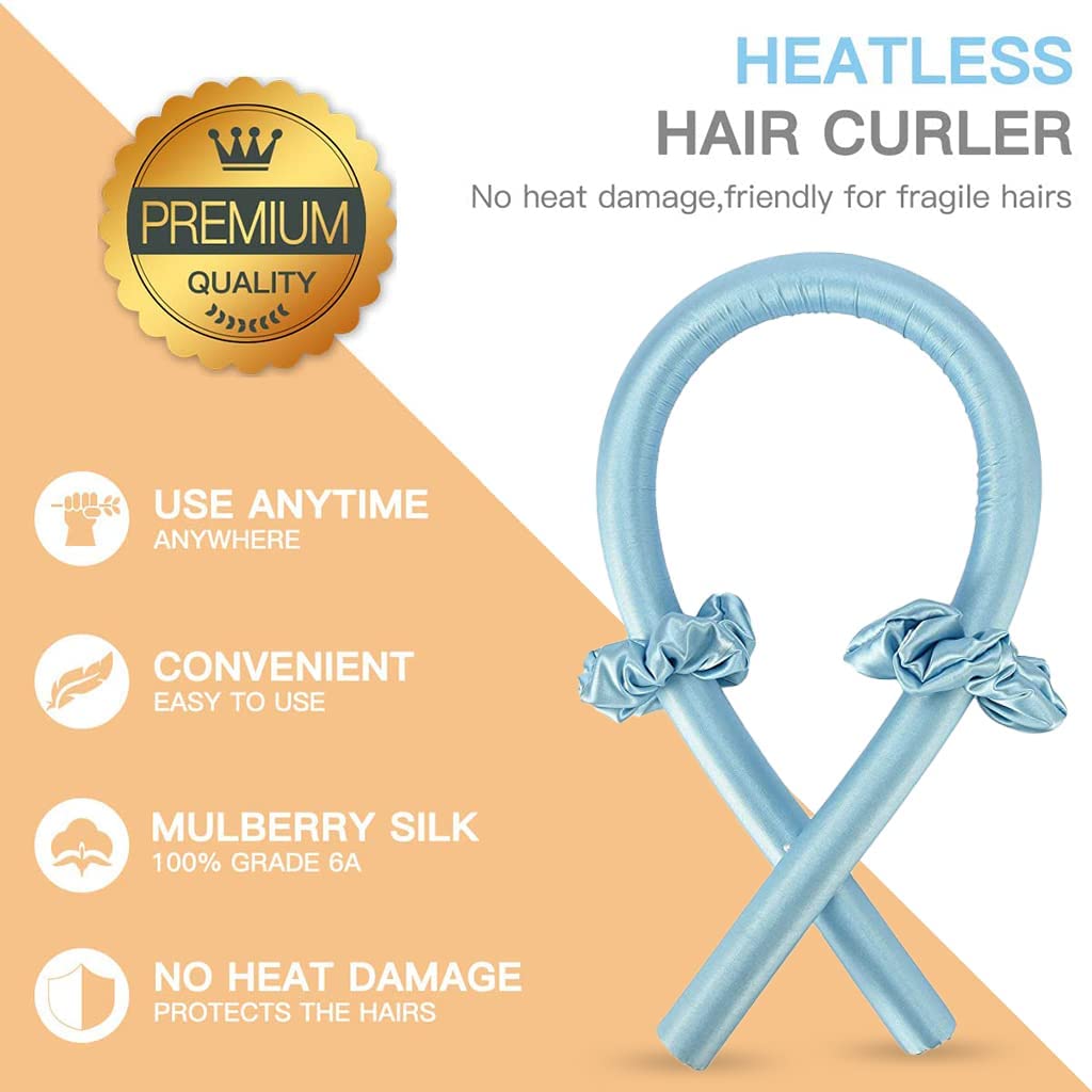 Akshved Heatless Hair Curlers For Long Hair, No Heat Silk Curls Headband You Can To Sleep In Overnight, Soft Foam Hair Rollers, Curling Ribbon and Flexi Rods for Natural Hair (MULTI) 5