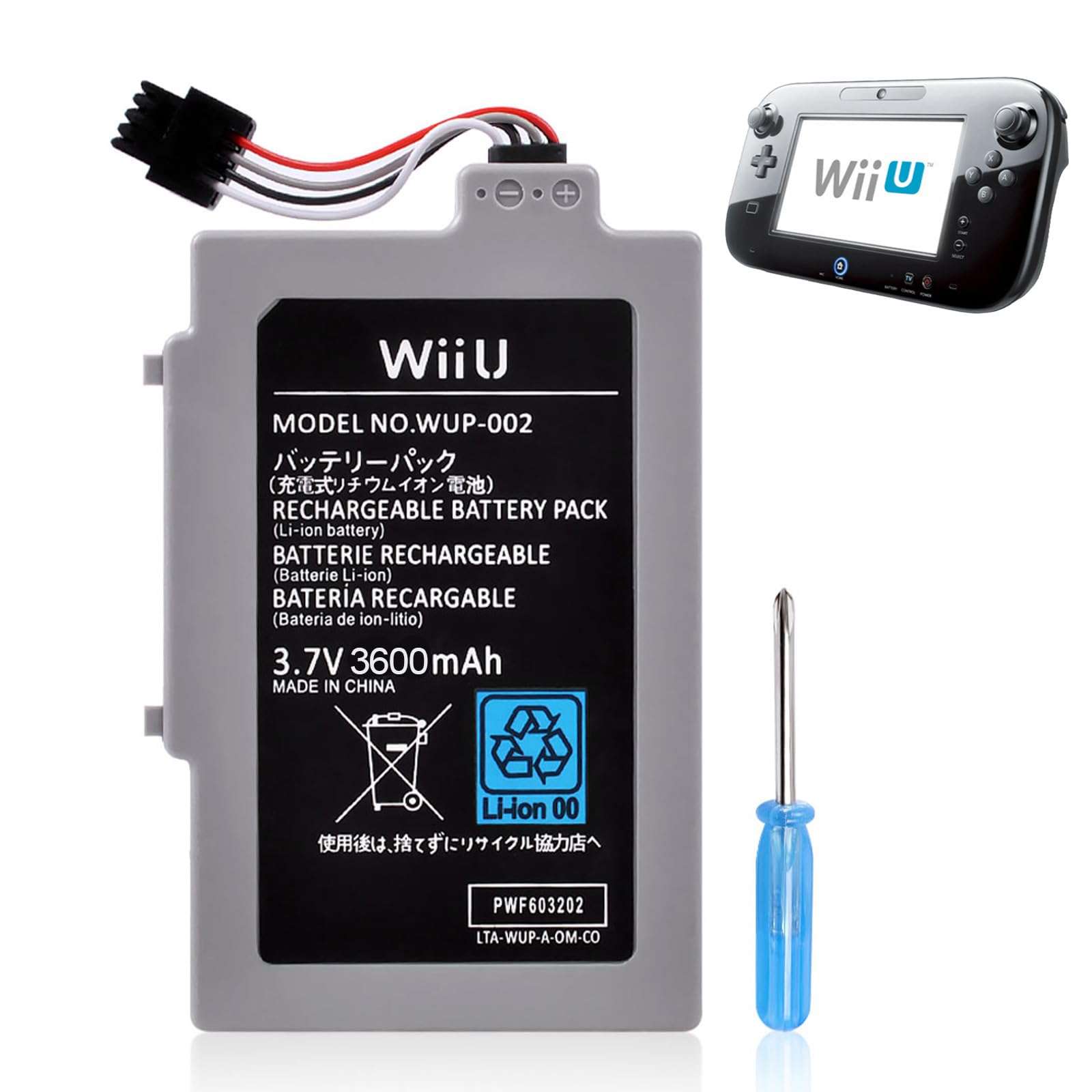 UCEC Wii U Gamepad Battery, Wii U Accessories 3600 mAh Wii U Battery Replacement Rechargeable Battery Pack Compatible for Nintendo Wii U Gamepad WUP-010, WUP-012 1