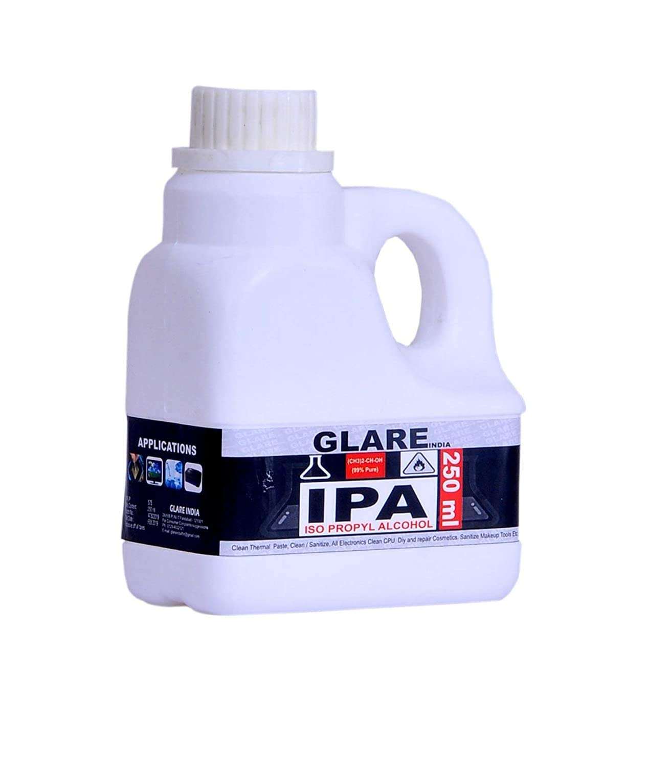 GLARE INDIA 99% Isopropyl IPA Surface Cleaner for Mobiles/Laptops/LCD Monitors and Electronic Boards in Easy Dispenser Bottles 1