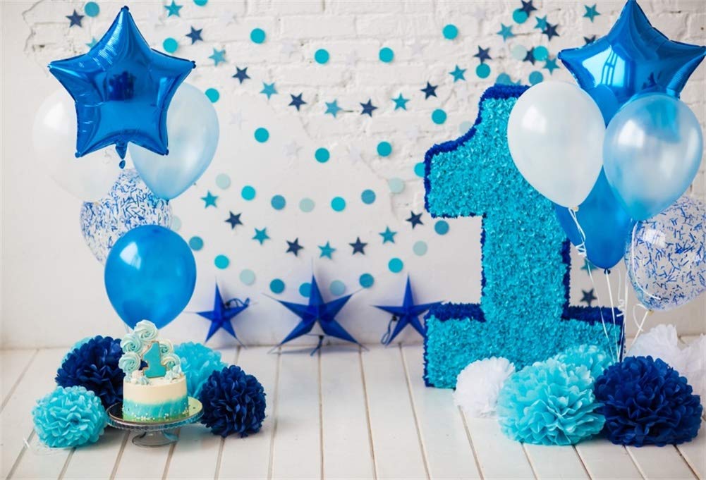 Yeele 8x6ft Photography Backdrop 1St Birthday Photo Booth Background Paper Flowers Balloons Cake Smash Wood Floor Girl Boy Baby One Year Old Party Decoration Shoot Vinyl Studio Props 1