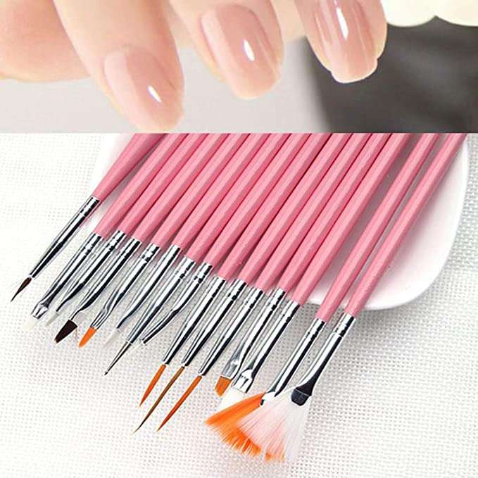 KAVIN Set Of 15 Pieces Nail Art Brush And Dotting Tool Kit Cosmetic Accessories For Girls And Women Colours May Be Vary 6
