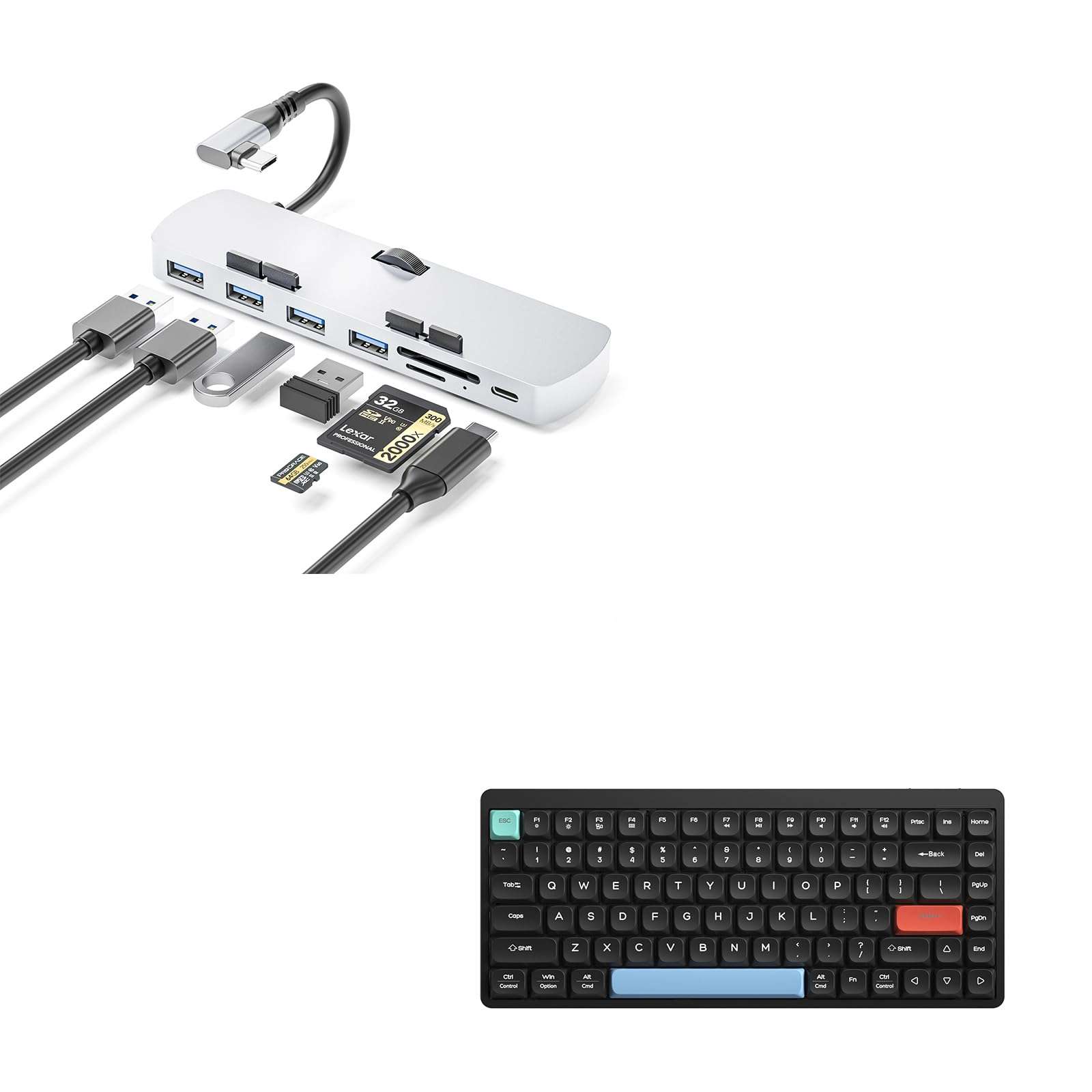 LINKEET 7-in-1 Aluminum USB C Clamp Hub for iMac & 75% Ultra-Slim Wireless Mechanical Keyboard for Mac/Win 1
