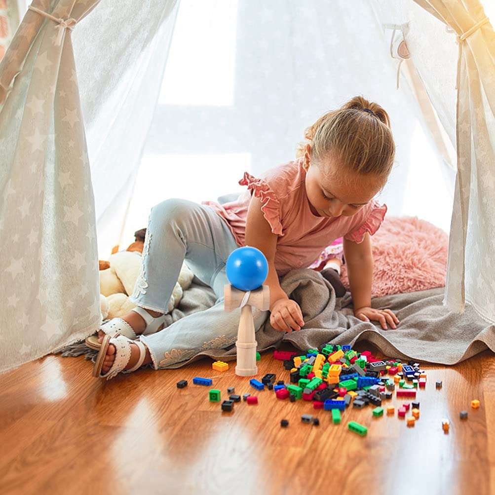 IMIKEYA 2pcs Wooden Kendama Toy with Ball Extra String Toss and Catch Ball Game Interative Toys for Parent and Child Indoor Toy 4