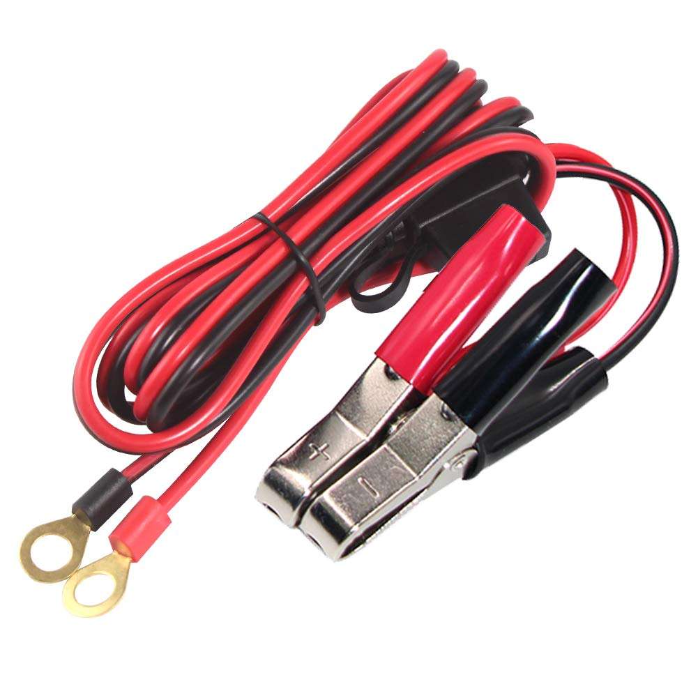 KUNCAN Battery Alligator Clips to O Ring Terminal Harness Wire 2 Pin Lug Cable (6ft) 1