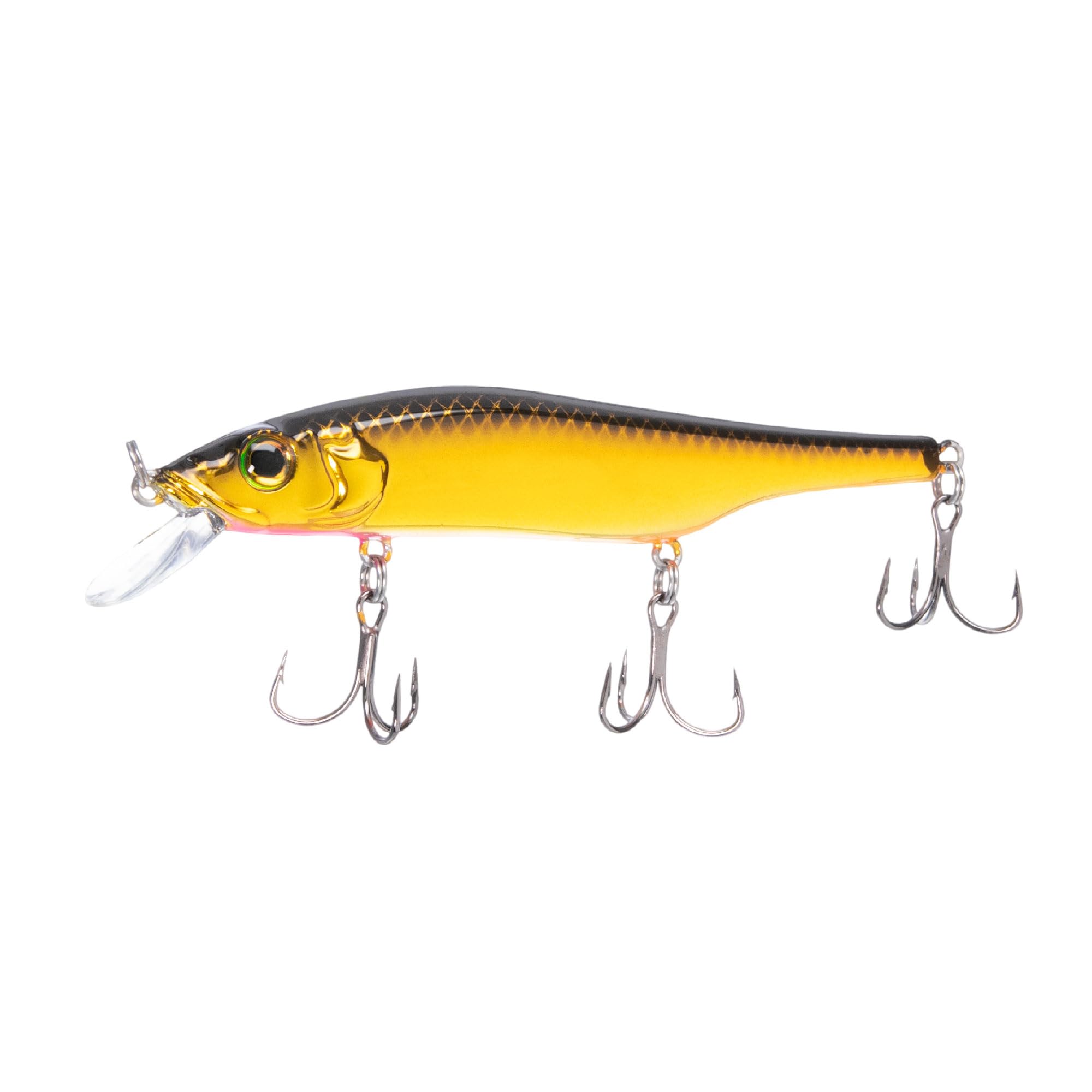 Bill Lewis Scope-Stik 120 Suspending 4'-6' Jerkbait Fishing Lifelike Freshwater & Saltwater Lure with Mustad UltraPoint Triple Grip Hooks, Gold Black/Orange Belly 1