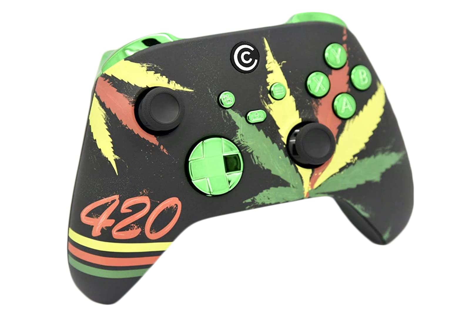 Custom Controllerzz Designer Series Custom Wireless Controller for Xbox Series X/S, Xbox One, & PC - Multiple Designs Available (Weeds & Green Chrome Inserts) 2