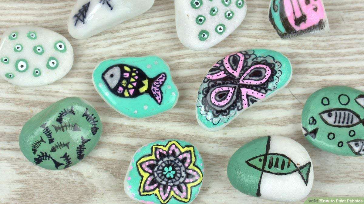 RM 6 Painted Pebbles for Kids Playing and Vase Filler Aquarium Decoration by Rameshwaram Marble® 1