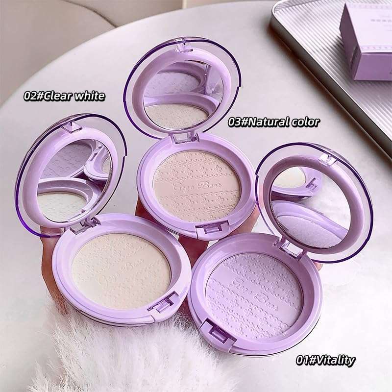 Gege Bear Clear Setting Powder | Dewy Natural Glow | Long Lasting | Super Blendable | High Performance | Full Coverage | Super Stay | Fix Compact for Makeup Setting | Oil Control | Lightweight Flawless Soft & Smooth | Best Compact Powder for Women Girls (01# Vitality, 8g) 3