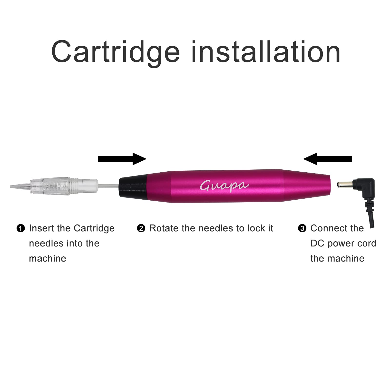 Guapa Portable Permanent Makeup Pen Machine - Lightweight, Ergonomic, Adjustable Needle Length for Professional Eyebrow, Eyeliner, Lip, and Body Art Beauty (Red) 4