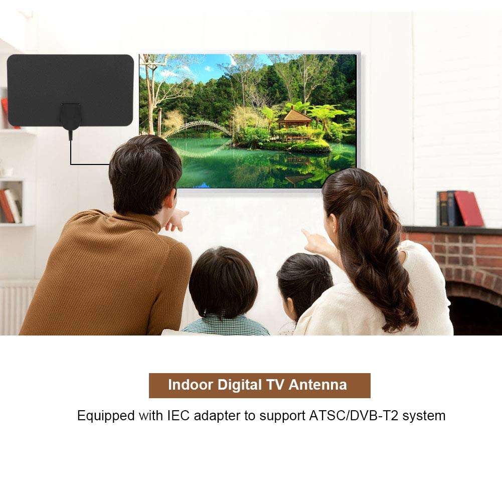 Junluck Flat Antenna, Plug and Play Digital TV Antenna, 3 Meter Cable for Full HD Digital TV for ATSC/DVB-T2 System 3
