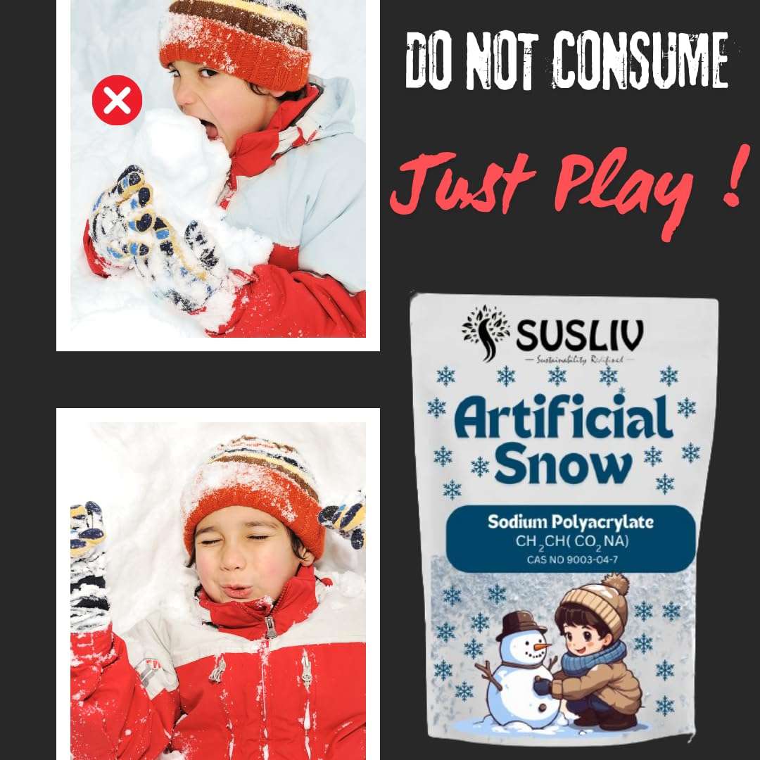 SUSLIV Artificial Snow Powder Artificial Snow, Instant Snow Powder, Snow, Sodium Polyacrylate, Slush Powder, Snow Making Kit, Toys for Kids (50 Gram) 3