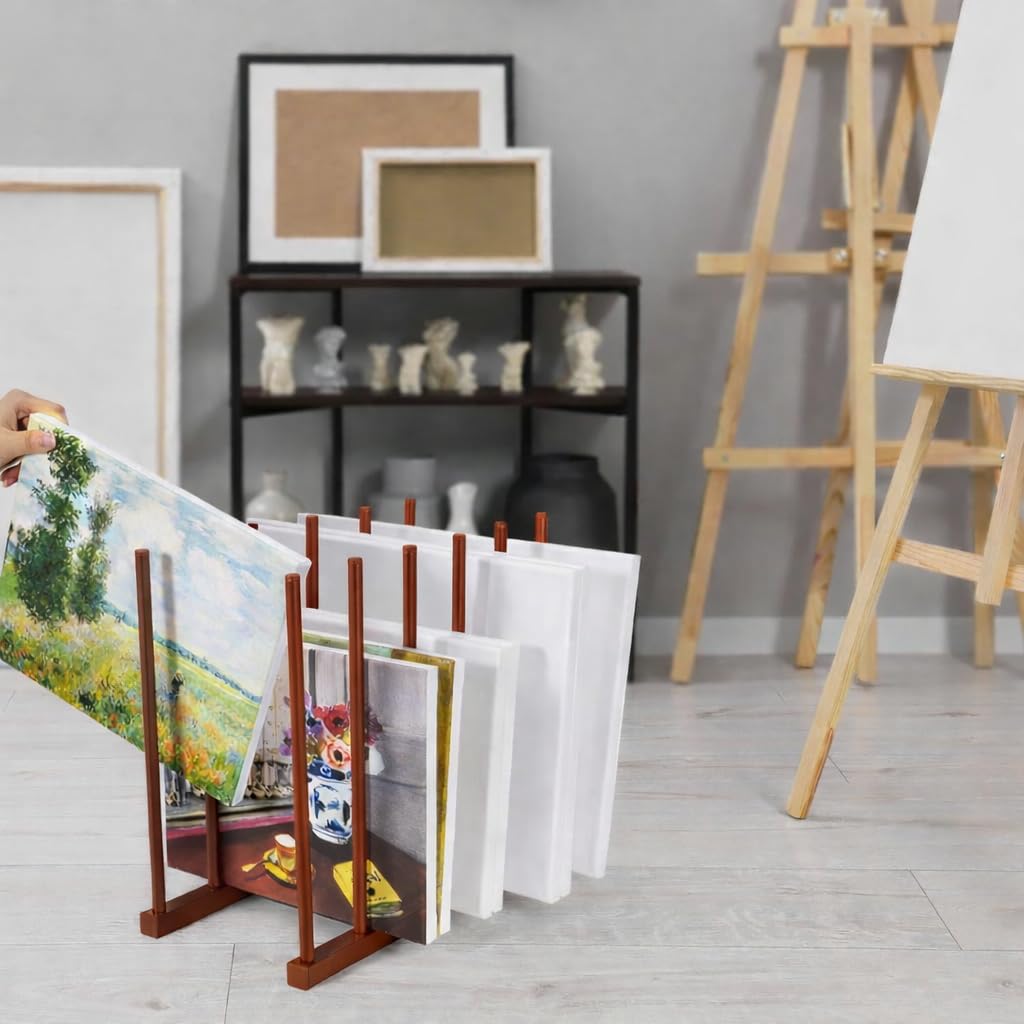OGFC 59110 Art Storage Rack Painting Canvas, Metal Drawing Storage SHELF for Canvas Frame Organizing/Drawing Board (Brown) STAND 4