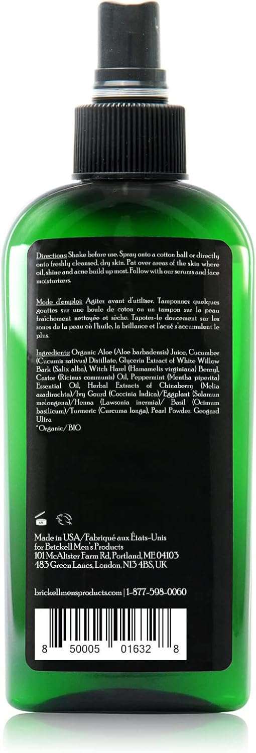 Brickell Men's Balancing Face Toner for Men, Natural and Organic Alcohol-Free Facial Toner with Witch Hazel, 8 Ounce, Scented 4
