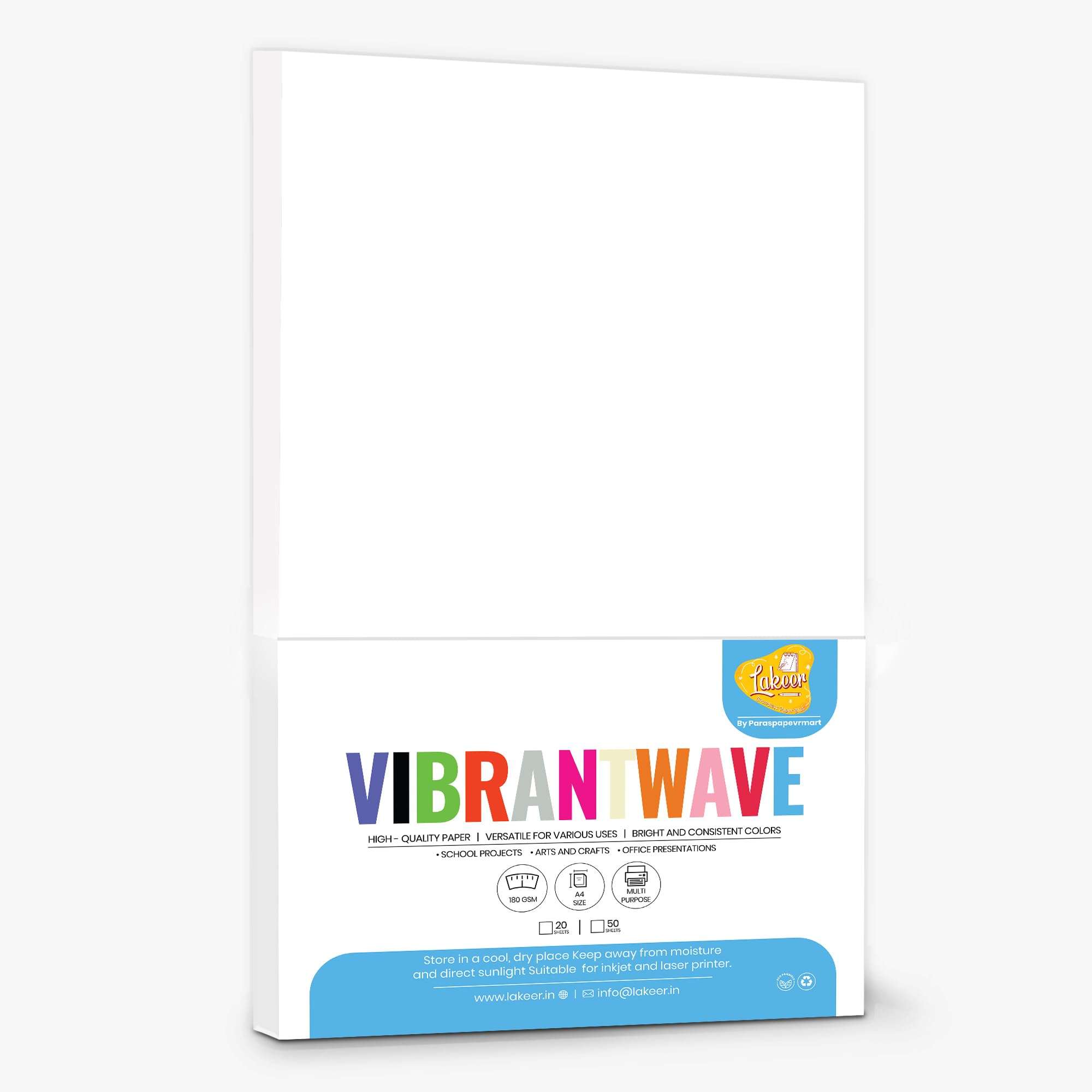 Lakeer A4 Color Paper 50 Sheets (White) Premium Colour 180 GSM Pack for Copy Printing, DIY Art & Craft, Projects, Decoration, Other Office Printing 3
