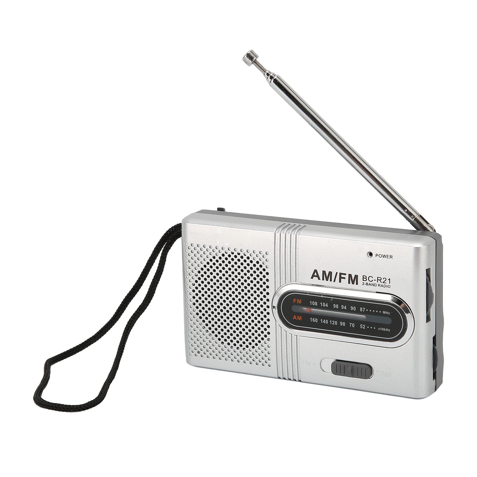 Portable Silver Gray AM FM Radio with Long Lasting 5W Speaker for Home Outdoor, Transistor Radio with Earphone Jack