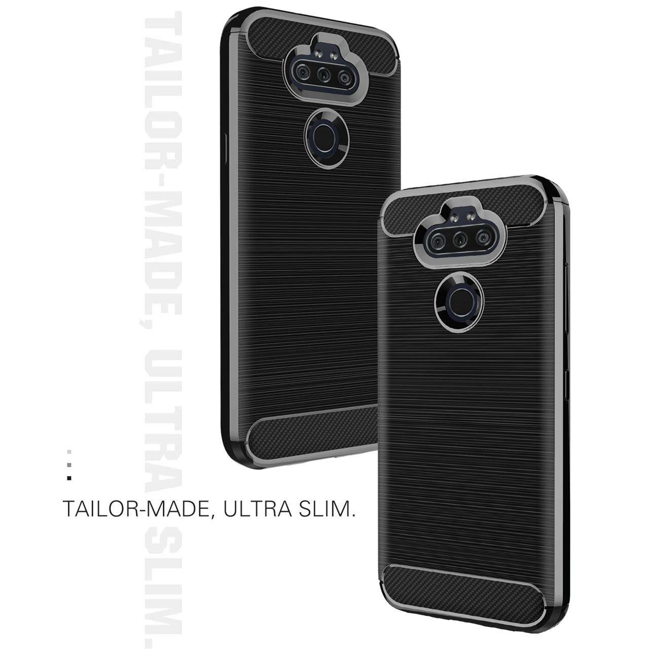 CaseRoo for LG Aristo 5 Plus Case,LG K31 Case,LG Aristo 5 Case,LG Phoenix 5/LG Risio 4/LG Fortune 3/LG K8X Phone Casew[2 Pack] Soft Screen Protector,Carbon Fiber Slim Protective Cover-Black 3