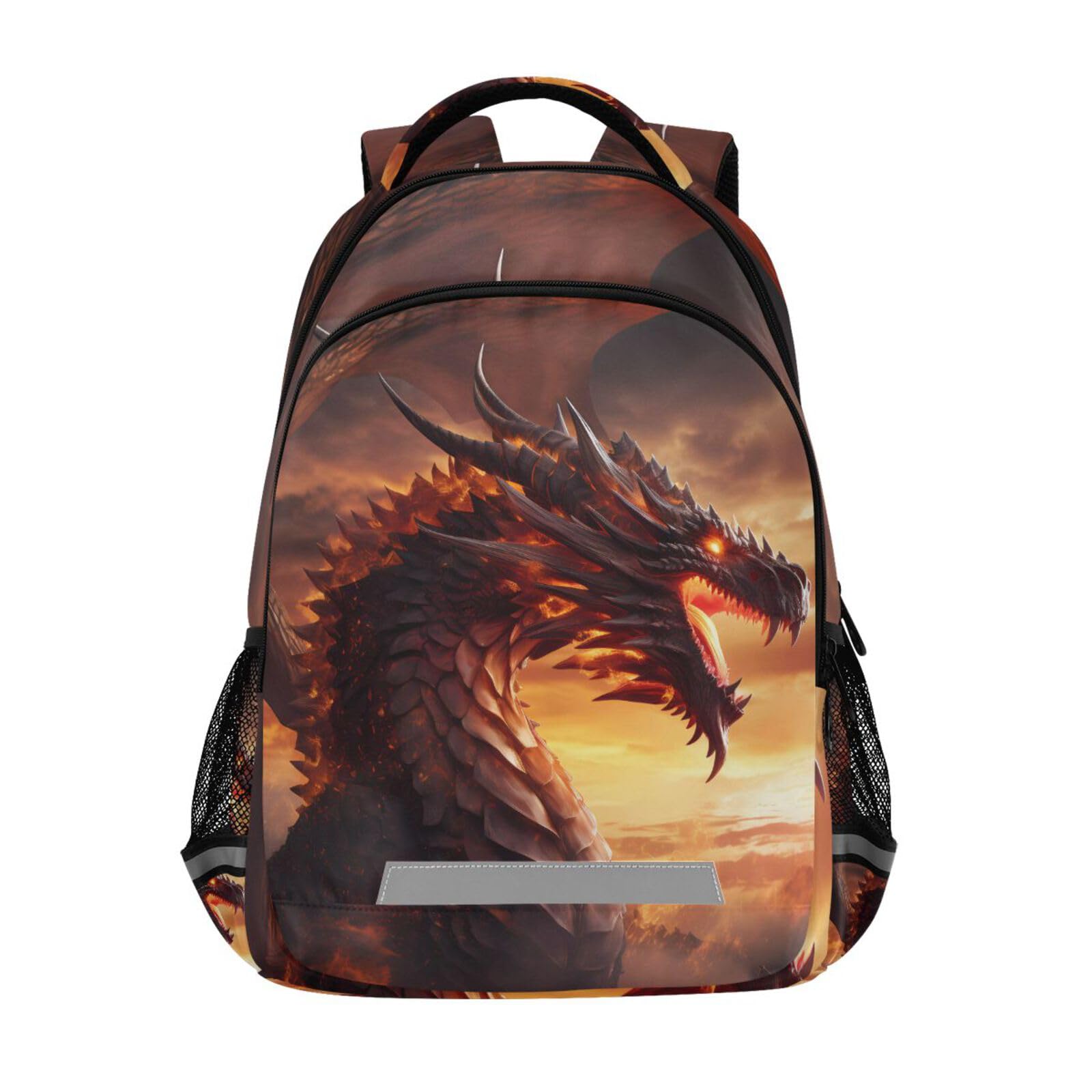 Dragon Backpack for Students Boys Girls Fierce Red Dragon School Bag Travel Daypack Rucksack 1