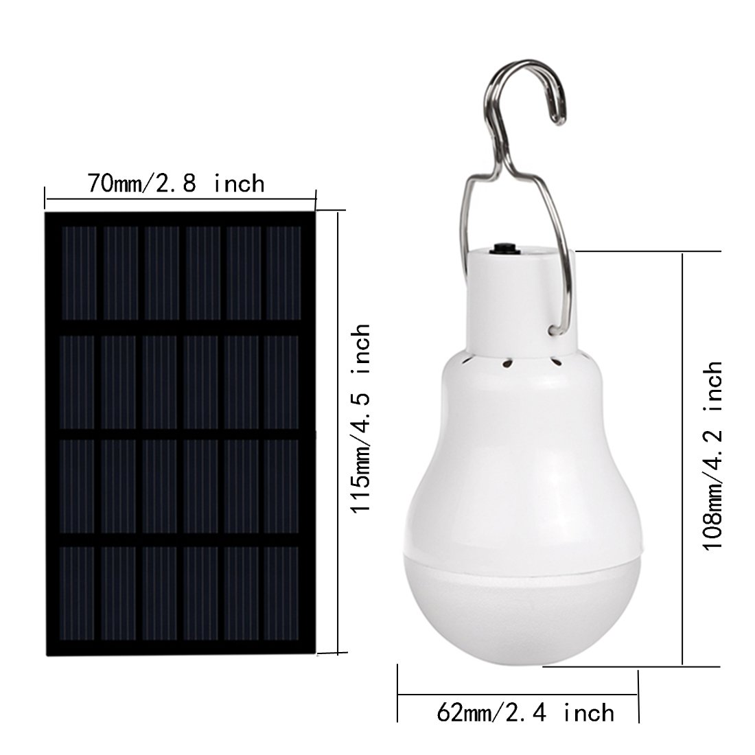 ABZXT Solar Powered Lamp Remote Control Portable Led Bulb Lights Solar Energy Panel Led Lighting for Camp Tent Night Fishing Emergency Lights Flash 350LM(Pack of 2+Remote Control) 6
