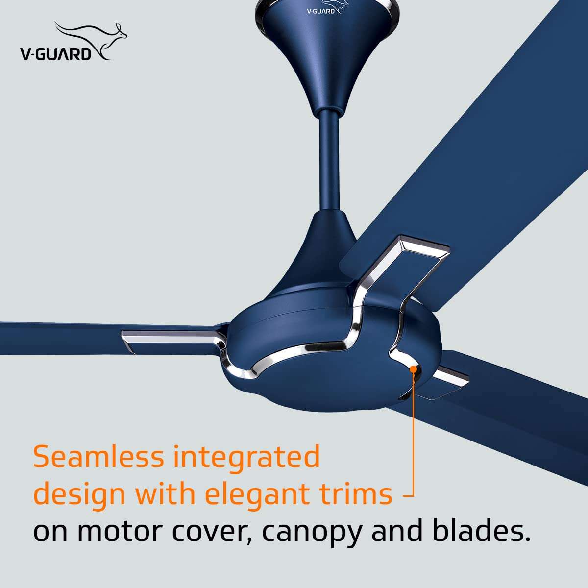 V-Guard Exado Pro AS Anti Dust High Speed Ceiling Fan for Home | Energy Efficient | RIBAND BLUE MATTE | 1200mm | 400 RPM | Powerful Air Delivery of 240 m3/min Dust Repellent Technology Easy to Clean 6