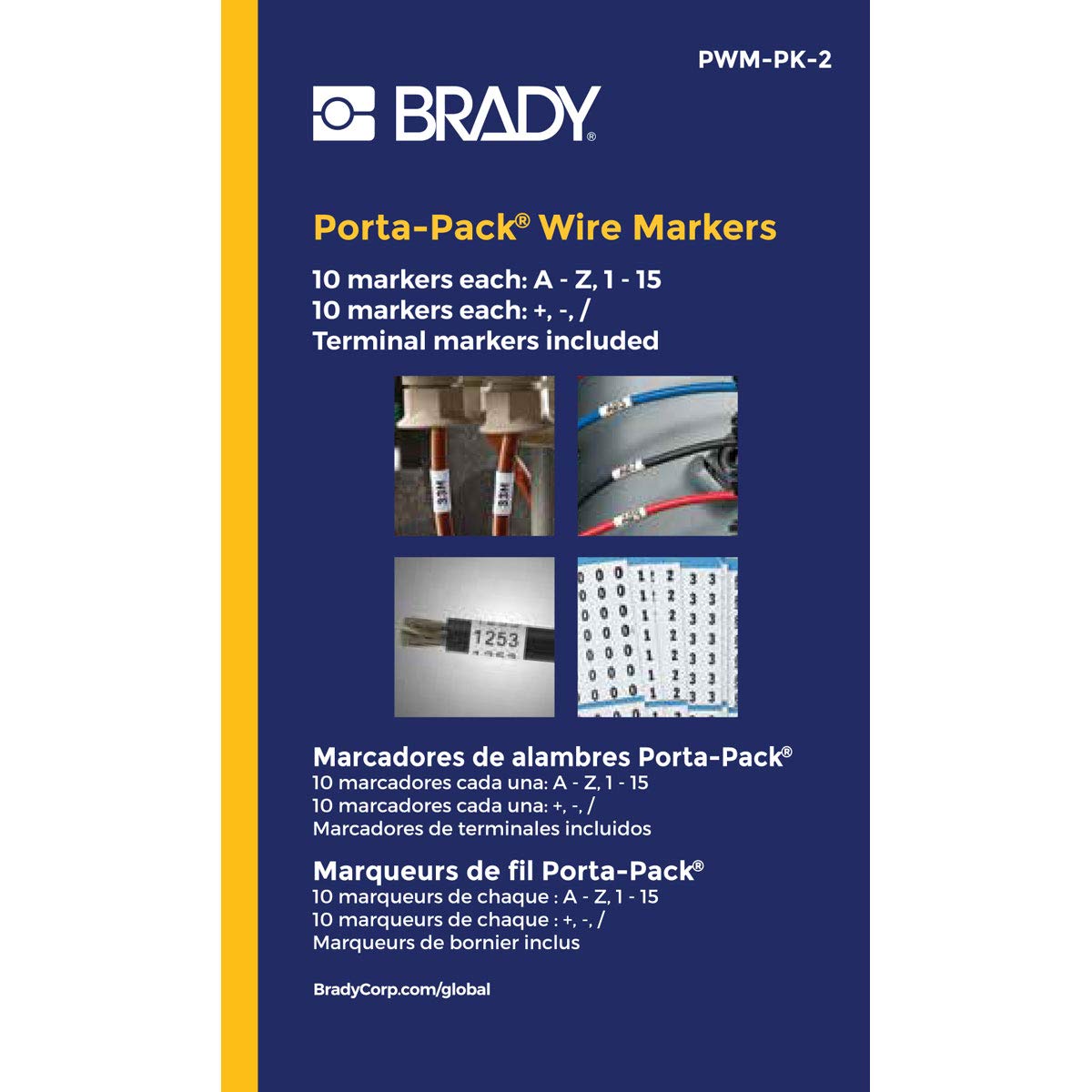 Brady PWM-PK-2 B-500 Matte Repositionable Vinyl Cloth, Black On White Color Porta-Pack Letter, Number And Symbol Wire Markers, Legend "A Thru Z, 0 Thru 15, And Symbols"
